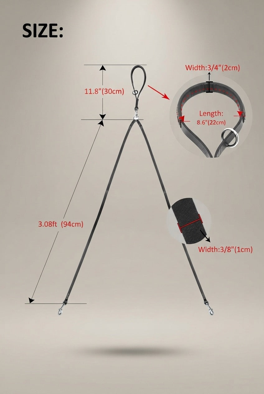 2 Ways Dog Leash Double Two Pet Leather Leads