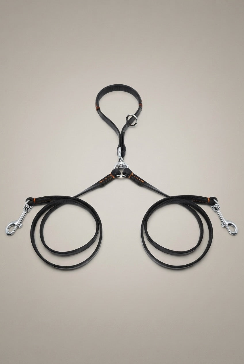 2 Ways Dog Leash Double Two Pet Leather Leads
