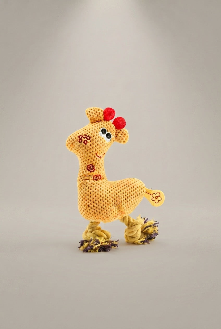 Durable Plush Giraffe Dog Toy – Soft Fleece & Interactive Rope Legs