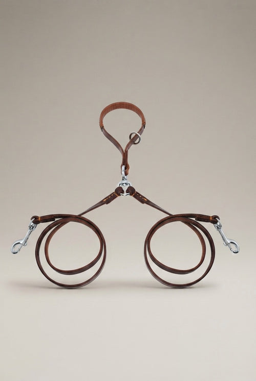 2 Ways Dog Leash Double Two Pet Leather Leads