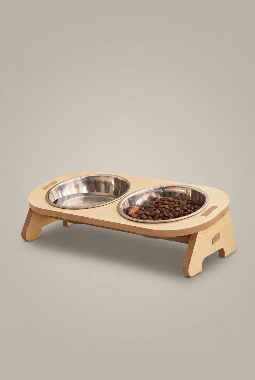 Nordic Style Wooden Pet Feeding Station – Stable, Hygienic & Ergonomic Raised Bowls