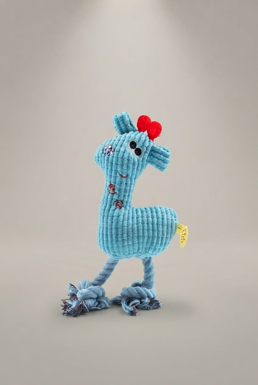 Durable Plush Giraffe Dog Toy – Soft Fleece & Interactive Rope Legs