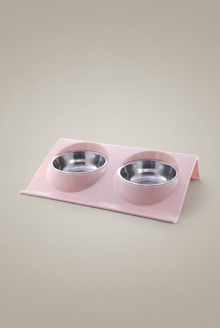 Deluxe Double Pet Bowl Station – Hygienic Stainless Steel Feeder for Cats & Dogs