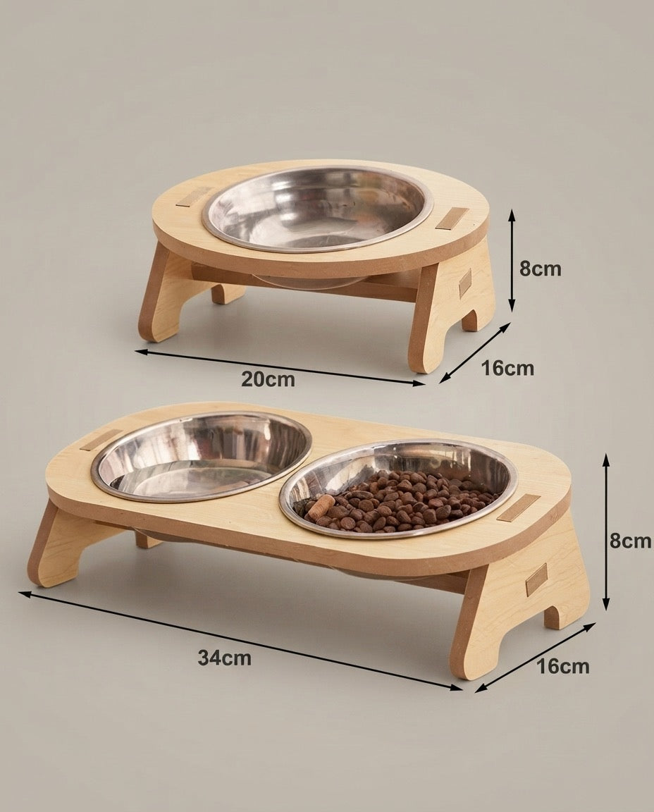 Nordic Style Wooden Pet Feeding Station – Stable, Hygienic & Ergonomic Raised Bowls