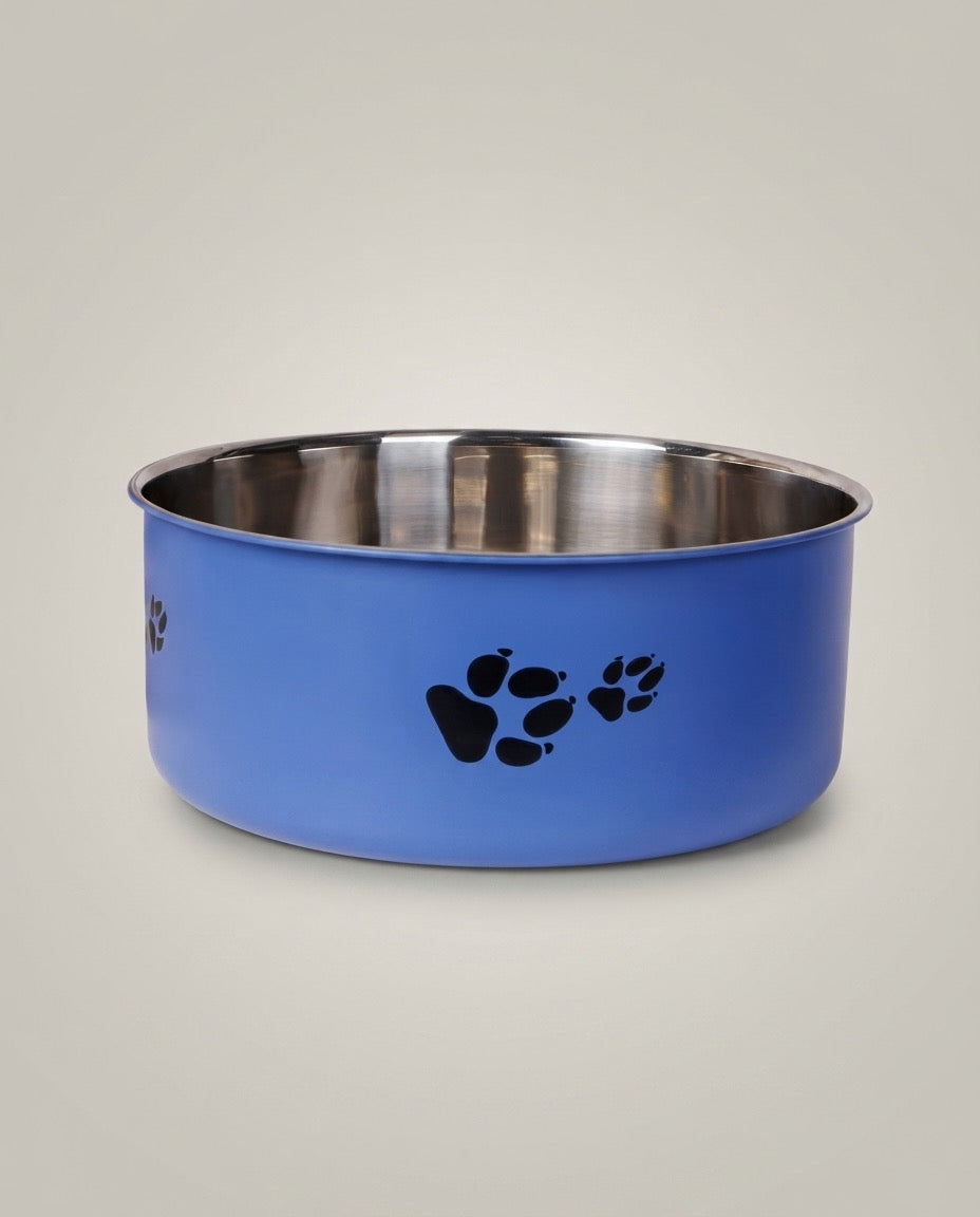 Non-Slip Stainless Steel Dog & Cat Bowl – Cute Paw Print Feeding Station (S/M/L)